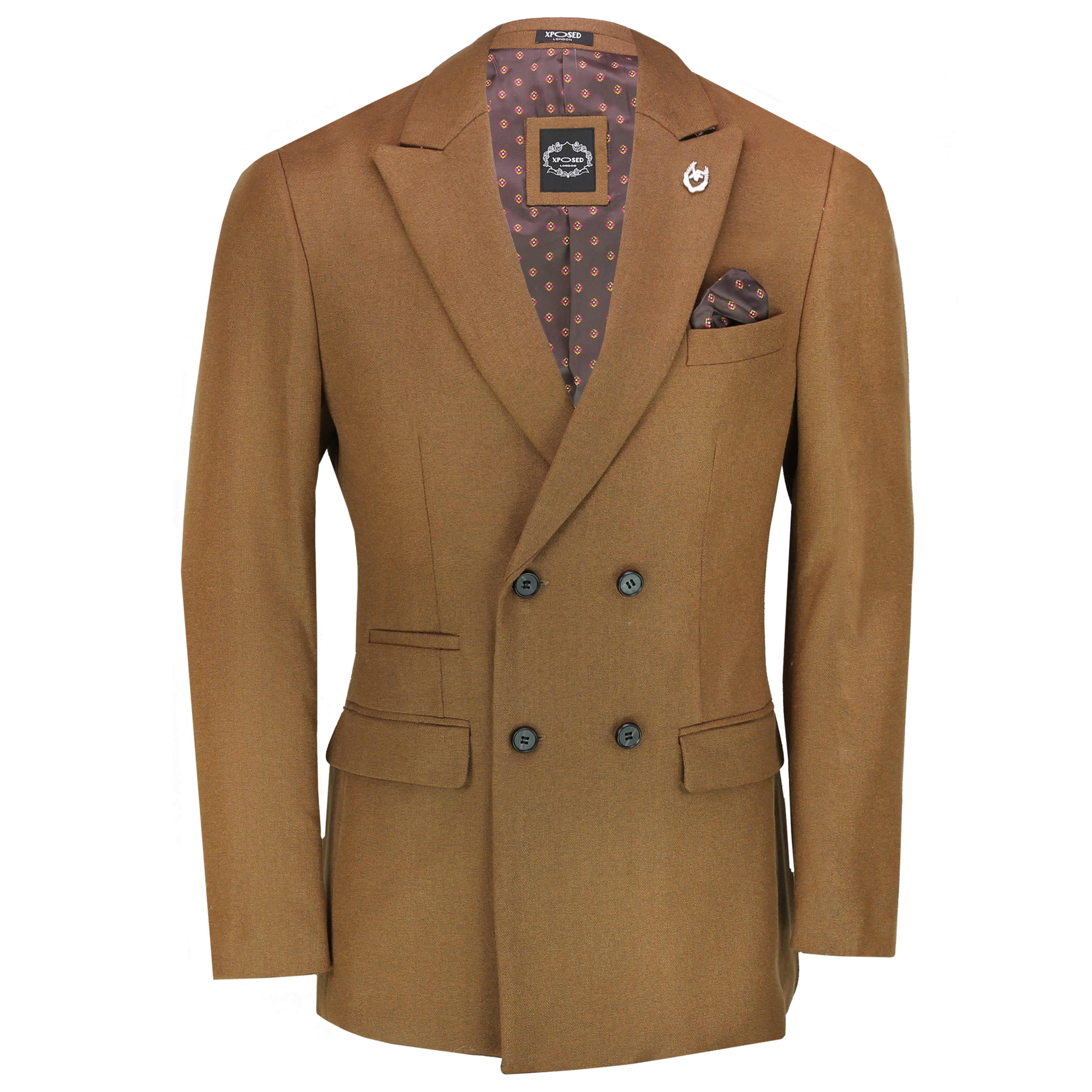 Men’s Classic Double Breasted Blazer Smart Retro Peak Lapel Tailored Suit  Jacket